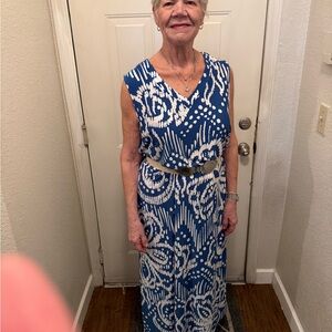 Chico's Blue and White Patterned Maxi Dress